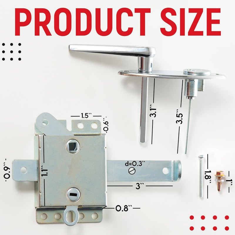 Granatan Garage Door Lock Kit, L-Handle Lock with Inside Slide Lock Latch Mechanism, Home Improvement Door Lock - Image 5